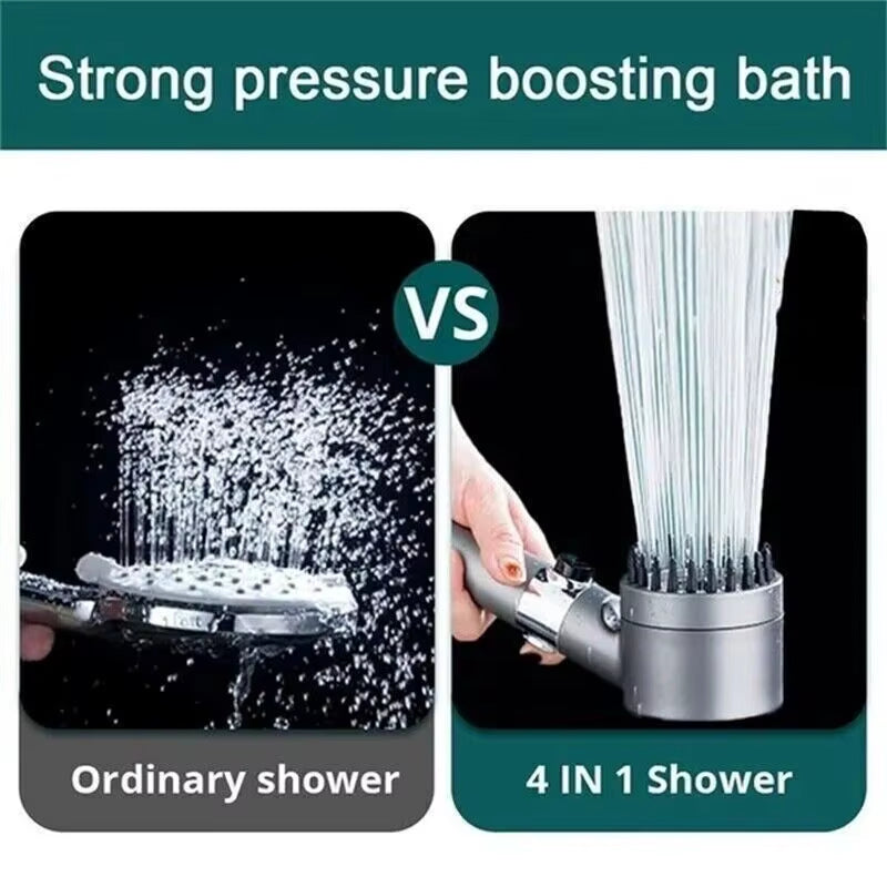 New High Pressurized Filter Shower Head 3-Mode Adjustable Spray with Massage Brush Rain Faucet Bathroom Accessories